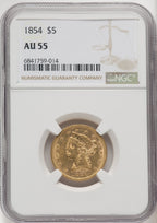 1854 $5 Liberty Half Eagle NGC AU55