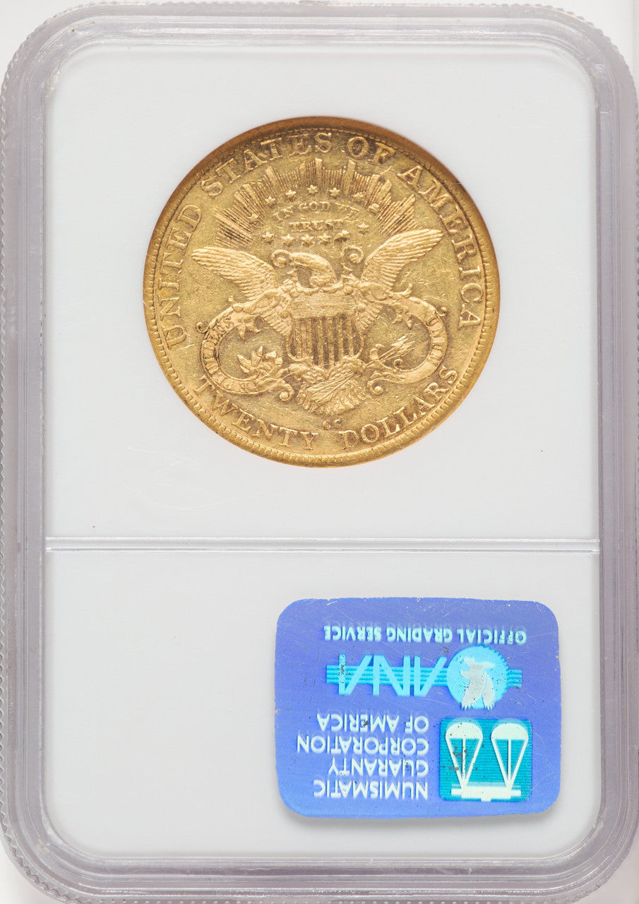 1883-CC $20 Brown Label Liberty Double Eagle NGC AU55