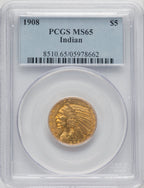 1908 $5 Indian Indian Half Eagle PCGS MS65 (769904035)