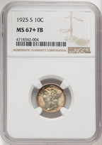 1925-S 10C FB Mercury Dime NGC MS67+