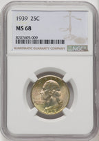 1939 25C Washington Quarter NGC MS68 (769947075)
