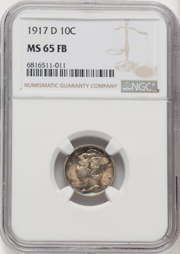 1917-D 10C FB Mercury Dime NGC MS65 (769947007)