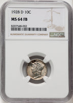 1928-D 10C FB Mercury Dime NGC MS64