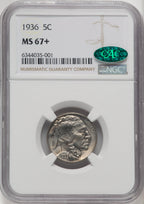 1936 5C CAC Buffalo Nickel NGC MS67+ (769947070)