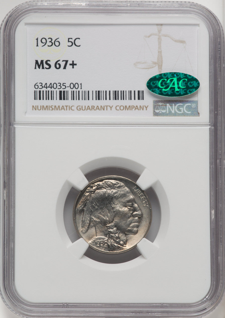 1936 5C CAC Buffalo Nickel NGC MS67+ (769947070)