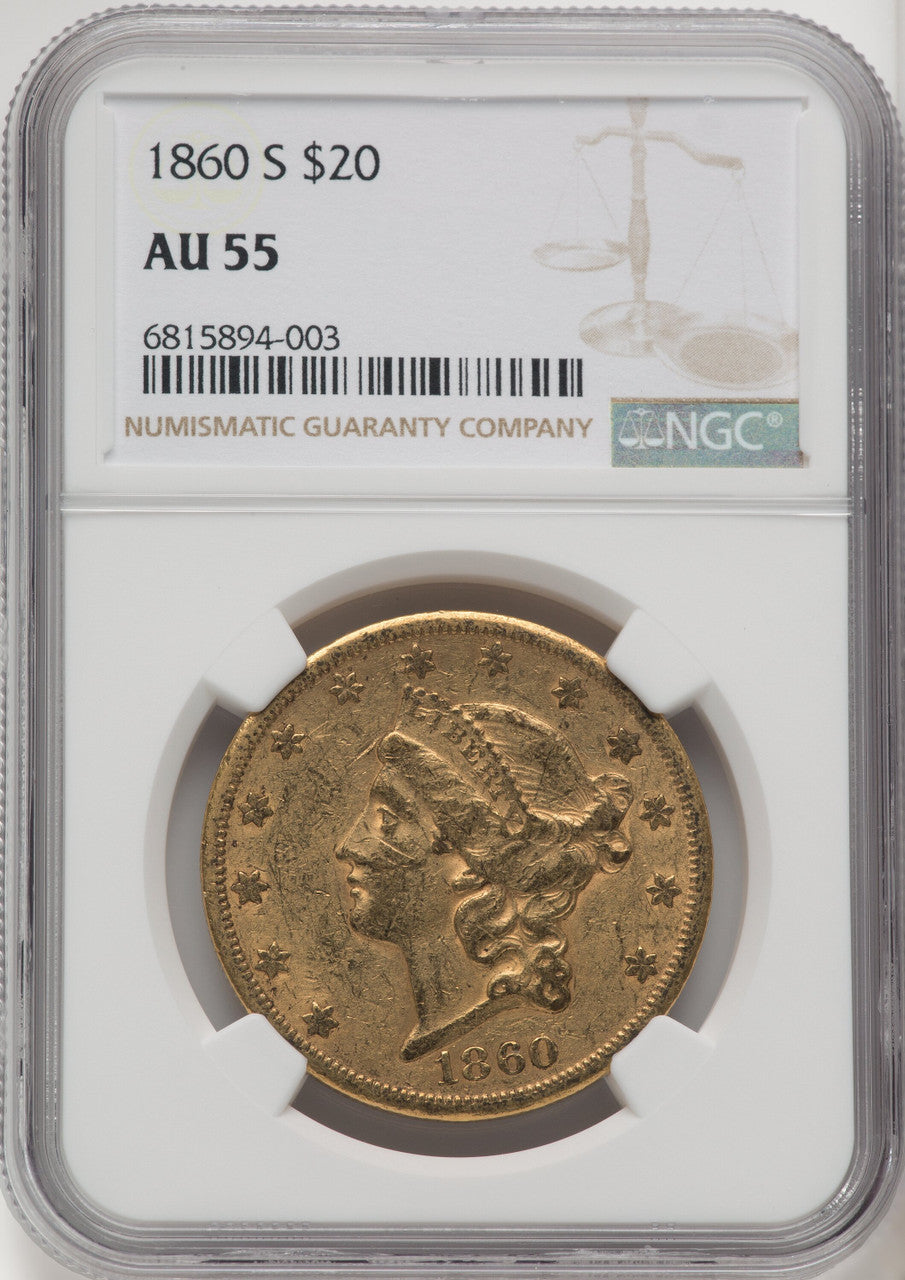 1860-S $20 Liberty Double Eagle NGC AU55 (769947048)