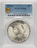 1934-S Peace Dollar PCGS MS66