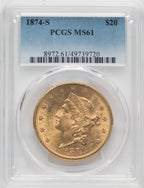 1874-S $20 Liberty Double Eagle PCGS MS61 (572137074)