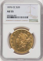 1876-CC $20 Liberty Double Eagle NGC AU55
