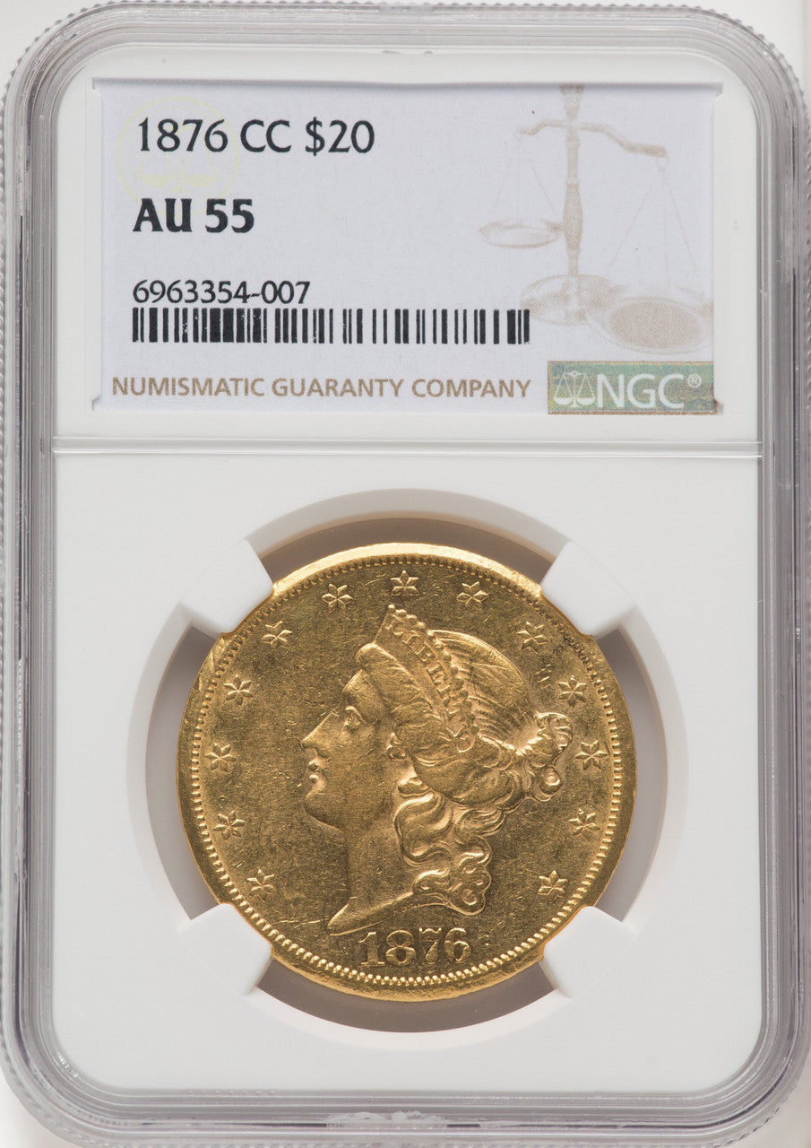 1876-CC $20 Liberty Double Eagle NGC AU55