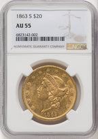1863-S $20 Liberty Double Eagle NGC AU55 (770318001)