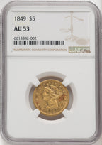 1849 $5 Liberty Half Eagle NGC AU53