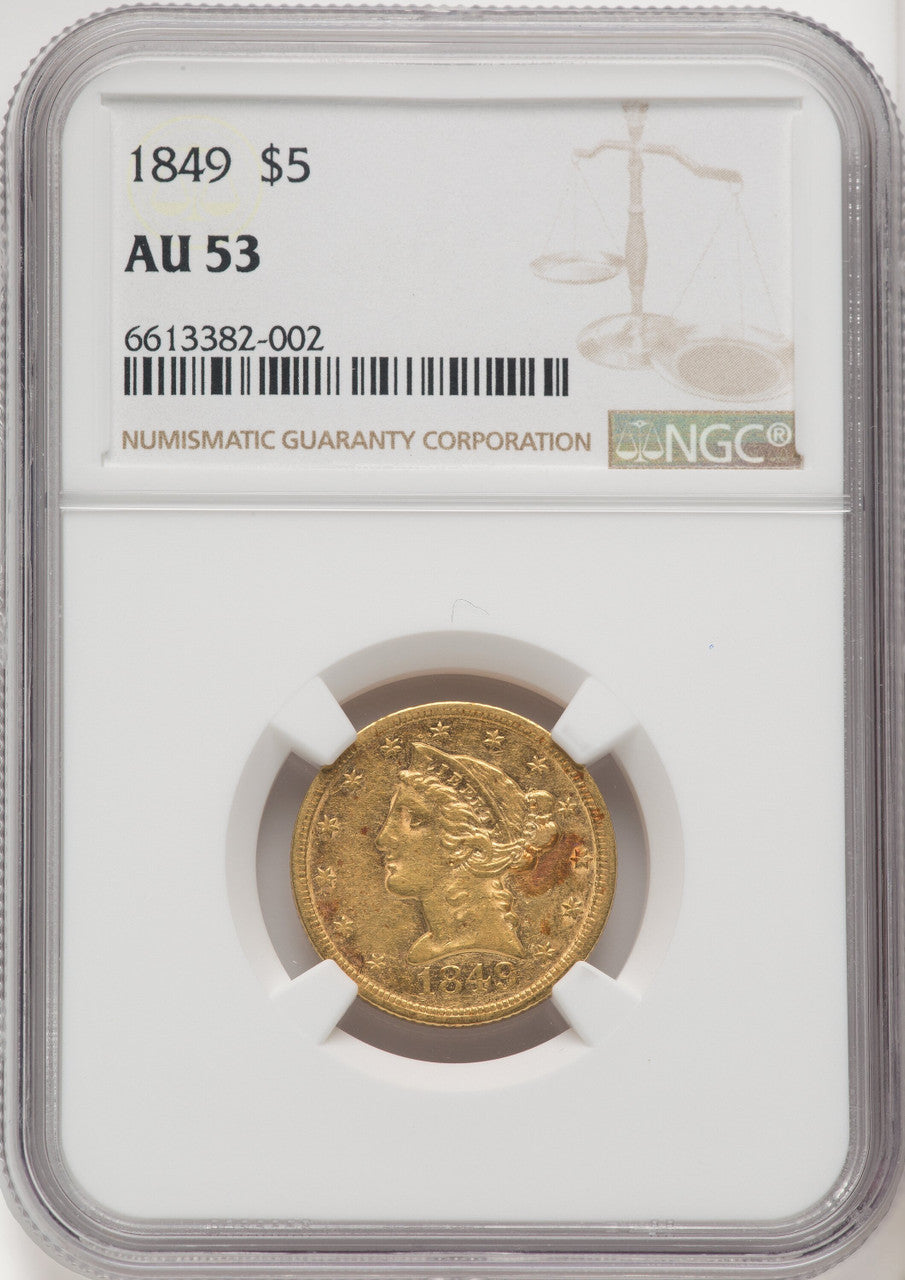 1849 $5 Liberty Half Eagle NGC AU53