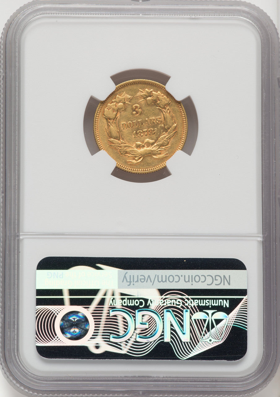 1878 $3 Three Dollar Gold Pieces NGC AU50