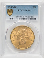 1906-D $20 Liberty Double Eagle PCGS MS63 (506596001)