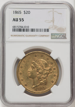 1865 $20 Liberty Double Eagle NGC AU55 (506582024)