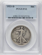 1921-D 50C Walking Liberty Half Dollar PCGS F12