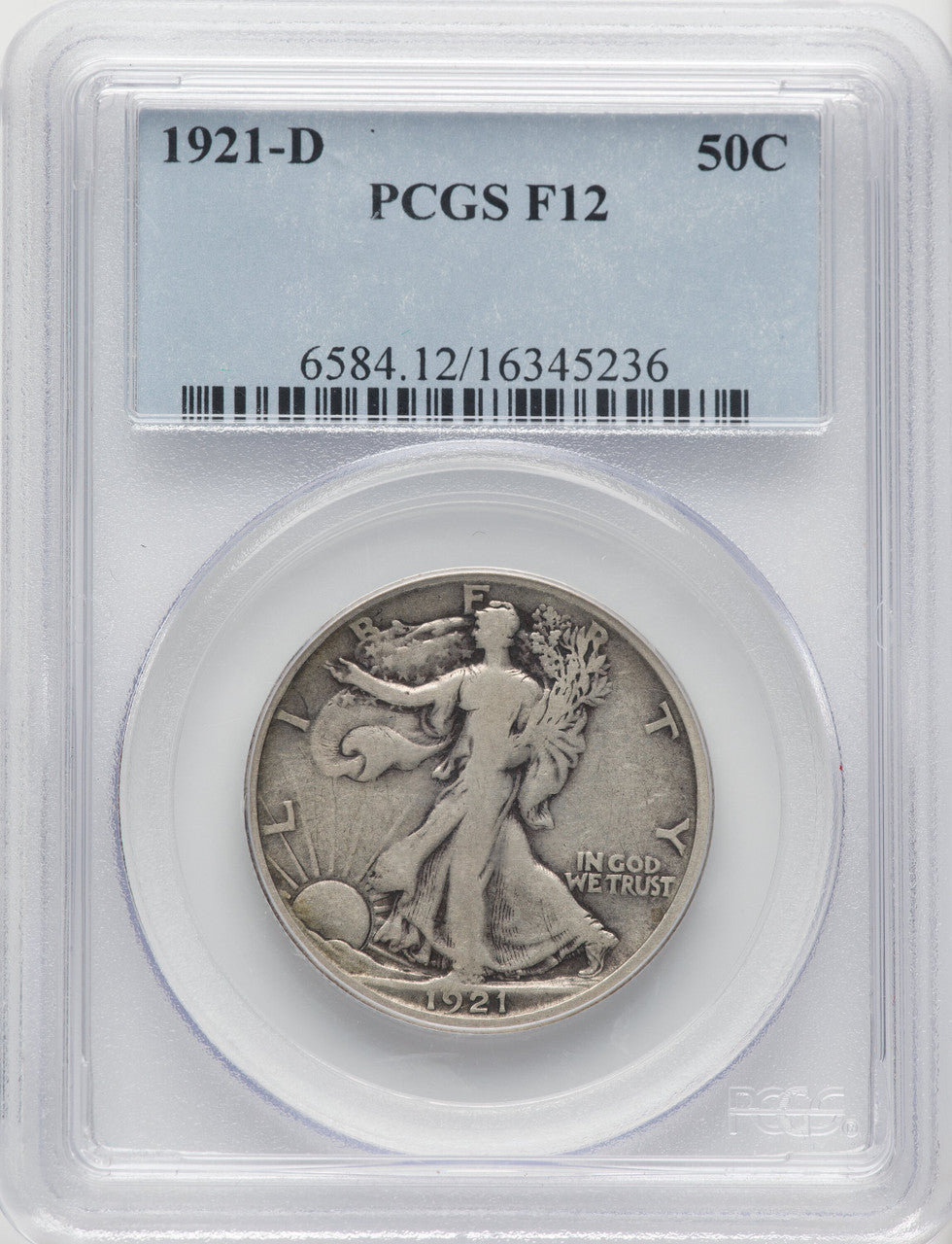 1921-D 50C Walking Liberty Half Dollar PCGS F12