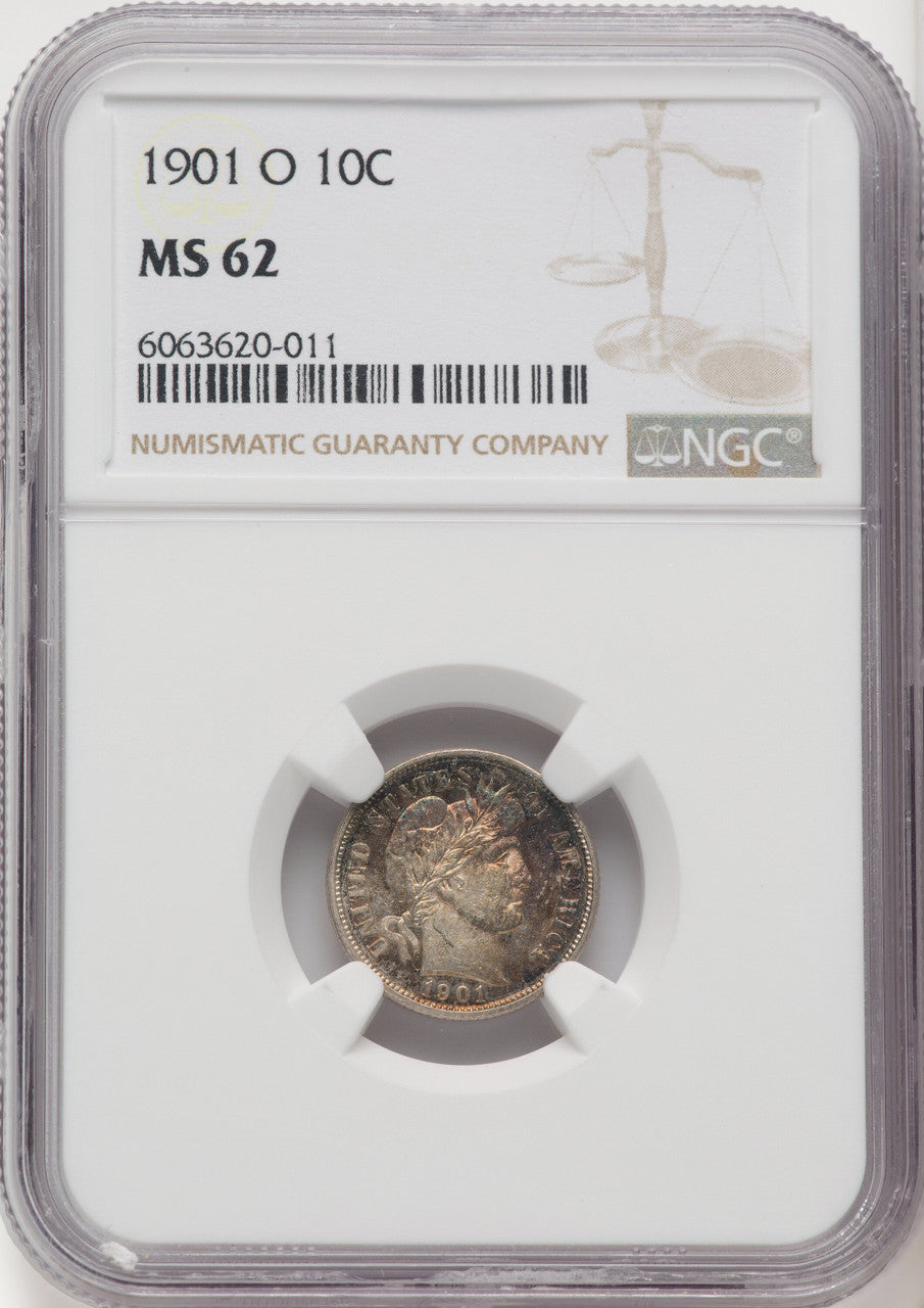 1901-O 10C Barber Dime NGC MS62