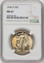1946-D 50C Walking Liberty Half Dollar NGC MS67 (770049004)