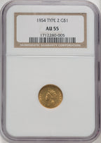 1854 G$1 Type Two Gold Dollar NGC AU55 (770051061)