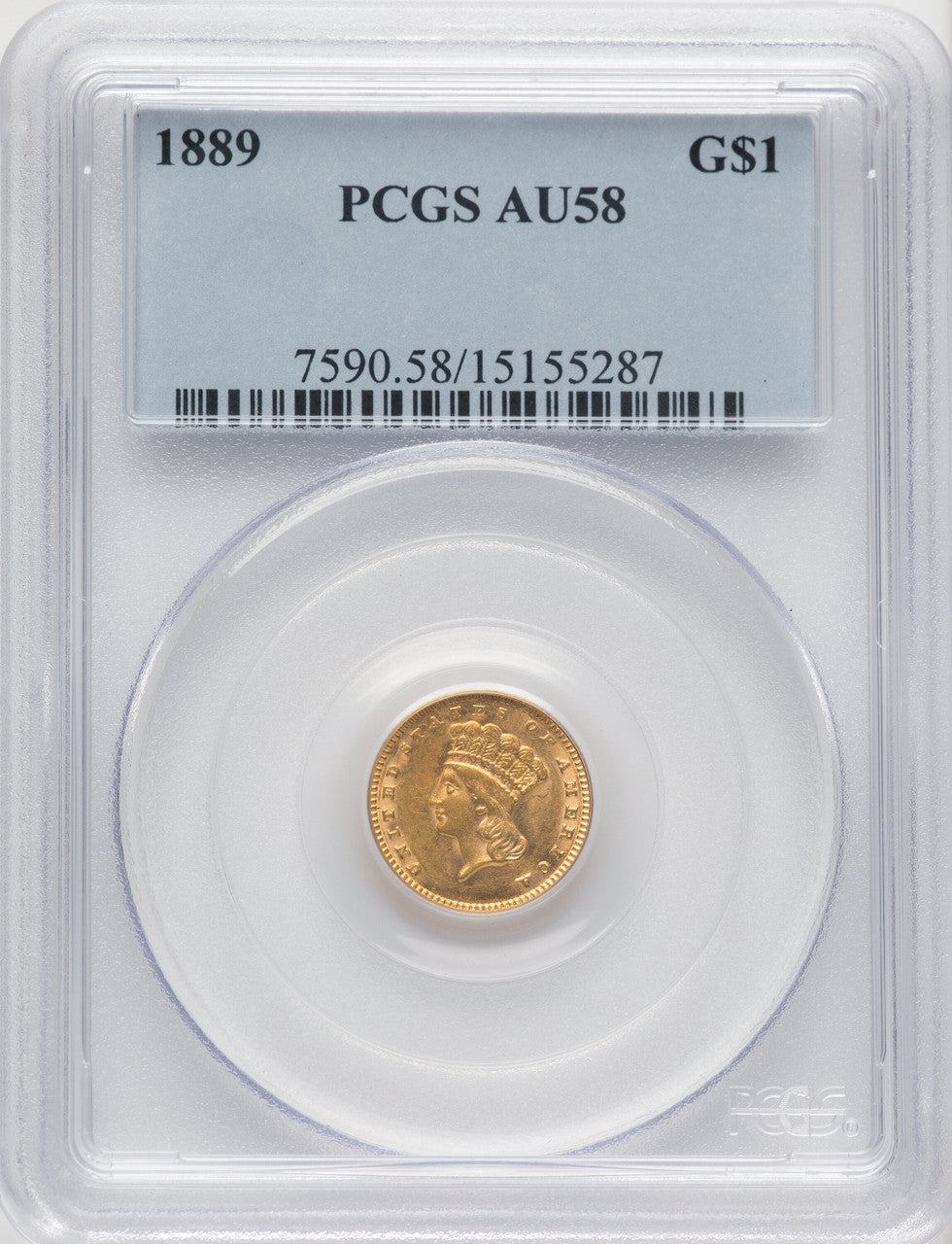 1889 G$1 Gold Dollar PCGS AU58