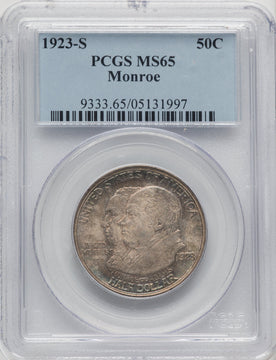 1923-S 50C Monroe Commemorative Silver PCGS MS65 (769758014)