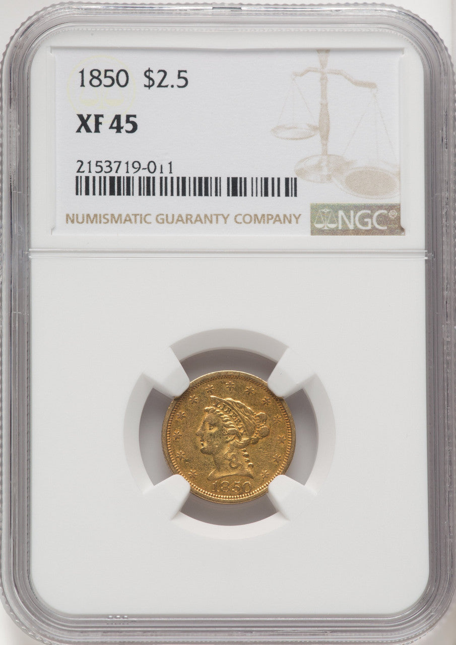 1850 $2.50 Liberty Quarter Eagle NGC XF45