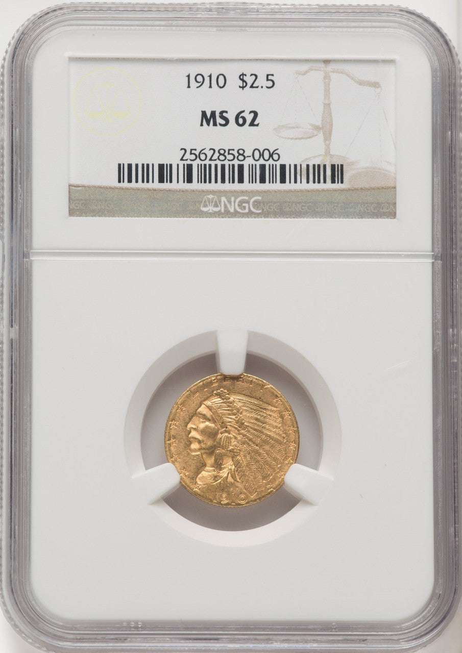 1910 $2.50 Indian Quarter Eagle NGC MS62 (770051068)