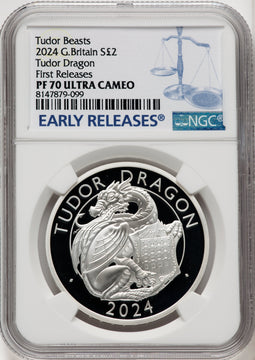 2024 G.Britain 2 Pounds Tudor Dragon First Releases PF70 NGC