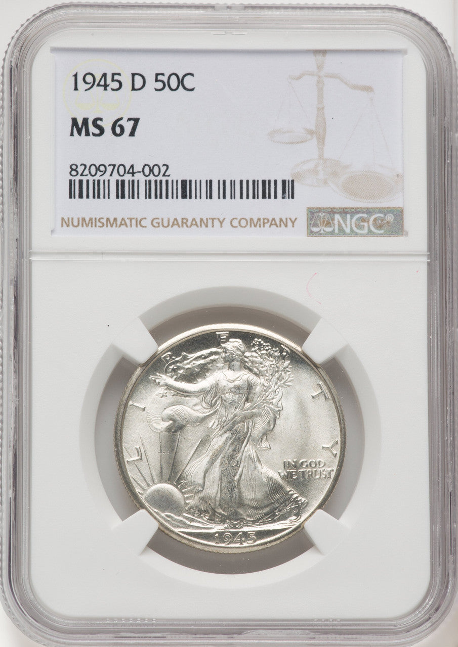 1945-D 50C Walking Liberty Half Dollar NGC MS67 (770353002)