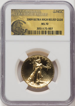 2009 $20 One-Ounce Gold Ultra High Relief NGC MS70