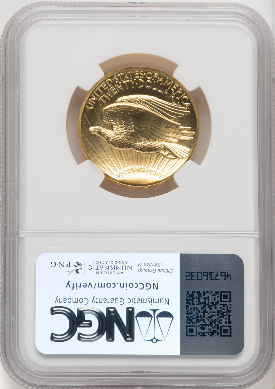 2009 $20 One-Ounce Gold Ultra High Relief Twenty Dollar Brown Label NGC MS70 (769734002)