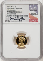 2018-W $10 American Liberty High Relief First Strike Mike Castle NGC PF70