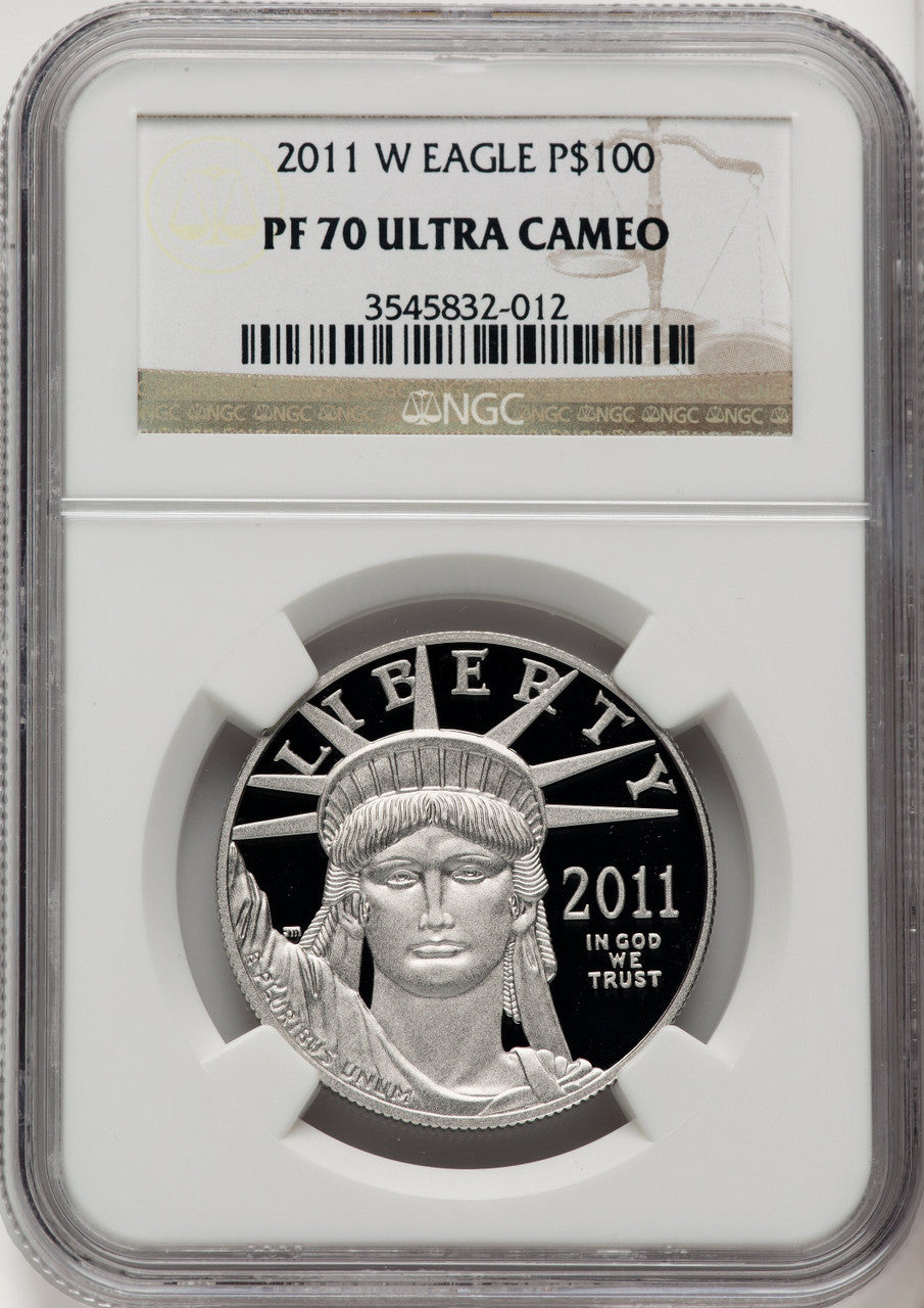 2011-W $100 One-Ounce Platinum Eagle Statue of Liberty Brown Label NGC PF70 (770233004)