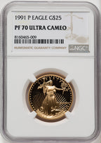 1991-P $25 Half-Ounce Gold Eagle NGC PF70 Ultra Cameo