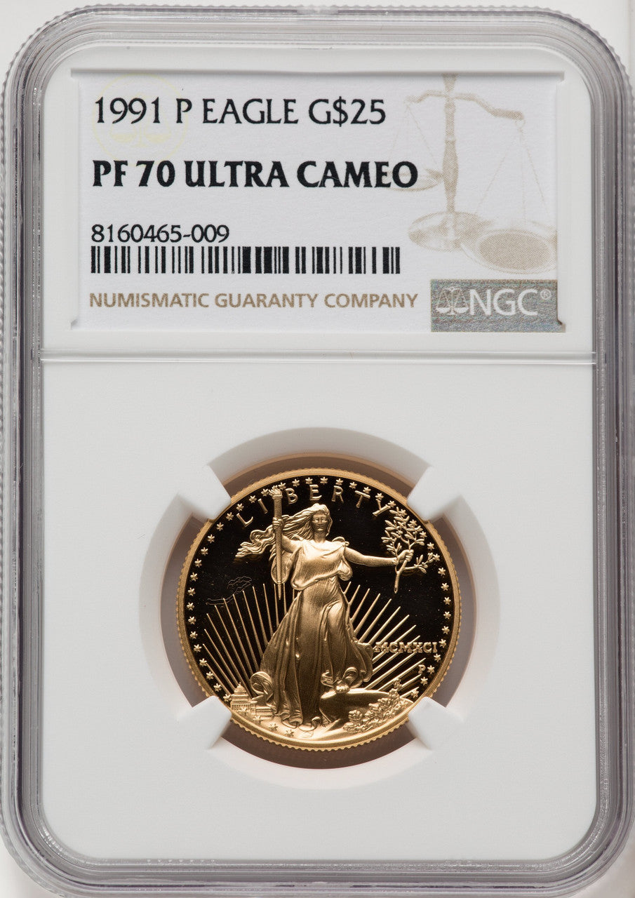 1991-P $25 Half-Ounce Gold Eagle NGC PF70 Ultra Cameo