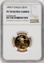 1993-P $10 Quarter-Ounce Gold Eagle NGC PF70 (768088018)