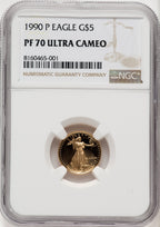 1990-P $5 Tenth-Ounce Gold Eagle NGC PF70 (519423006)