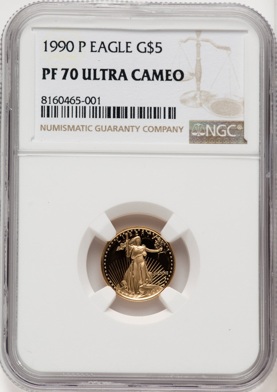 1990-P $5 Tenth-Ounce Gold Eagle NGC PF70 (519423006)