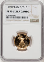 1989-P $10 Quarter-Ounce Gold Eagle NGC PF70 (765083014)