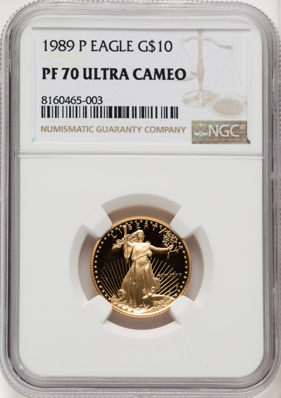 1989-P $10 Quarter-Ounce Gold Eagle NGC PF70 (765083014)