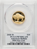 2008-W $10 Quarter-Ounce Gold Buffalo Fraser Signature Fraser Signature PCGS PR70