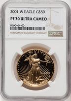 2001-W $50 One-Ounce Gold Eagle NGC PF70 (765083013)