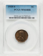 1920-S 1C RB Lincoln Cent PCGS MS64
