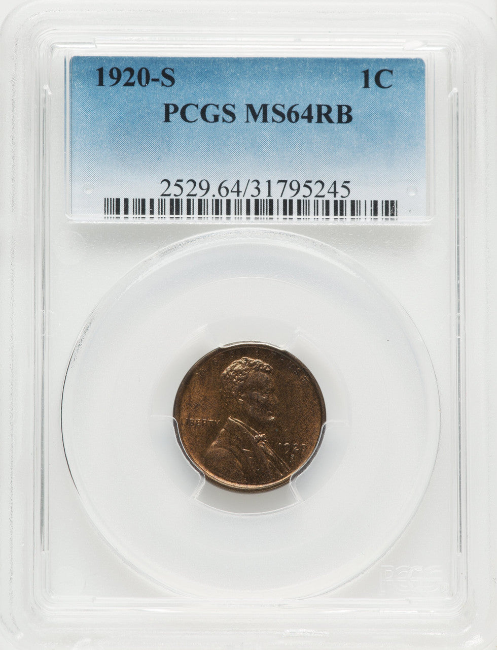 1920-S 1C RB Lincoln Cent PCGS MS64