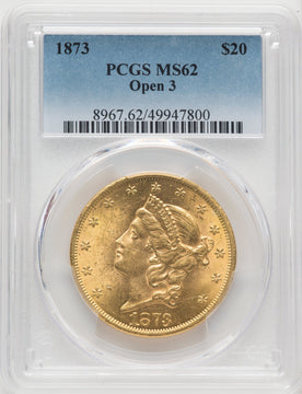 1873 $20 OPEN 3 Liberty Double Eagle PCGS MS62 (506565006)