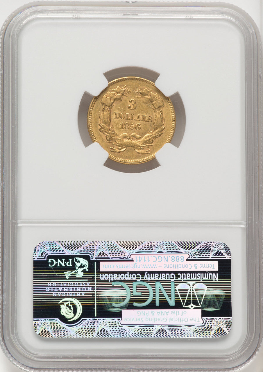 1856 $3 Three Dollar Gold Pieces NGC AU53