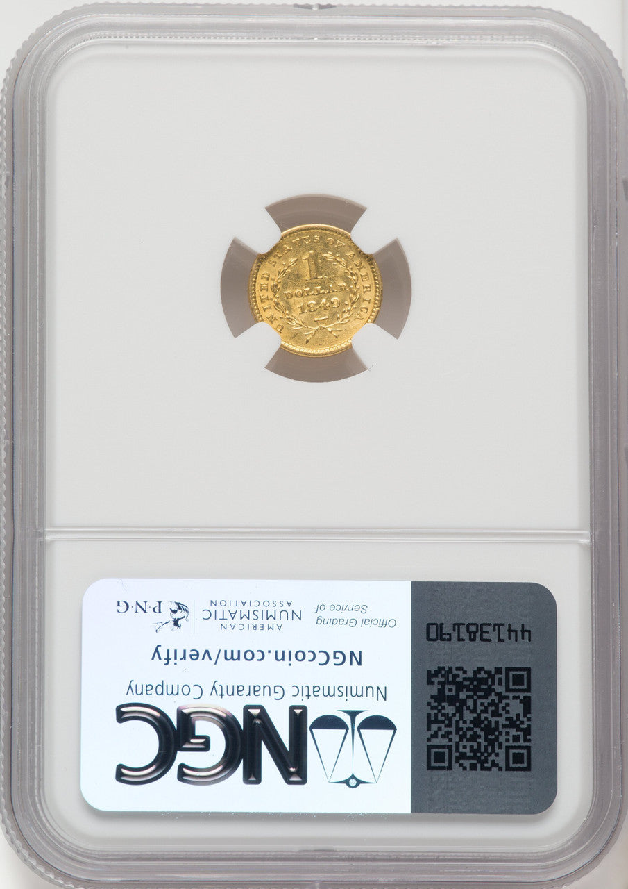 1849 G$1 Closed Wreath Gold Dollar NGC MS61