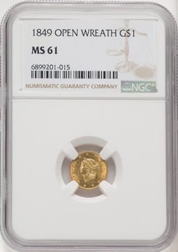 1849 G$1 Gold Dollar NGC MS61